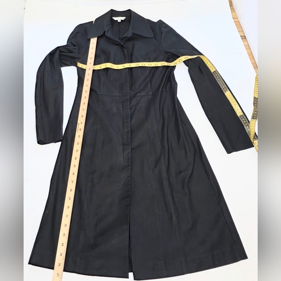 LIquid 97% Black Cotton Button Down Fall Coat. Size 6 - Picture 7 of 9